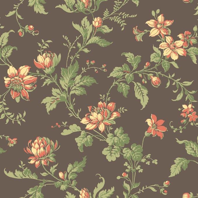 Boråstapeter Vliesbehang 4517 - Anno - Bloemen Zwart - 53cm x 10.05m