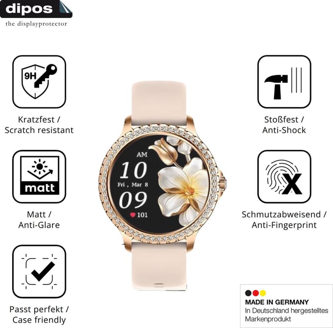 dipos – 2x Matte Pantserfolie geschikt voor CHOOSETIME BW1845 | 9H Screenprotector