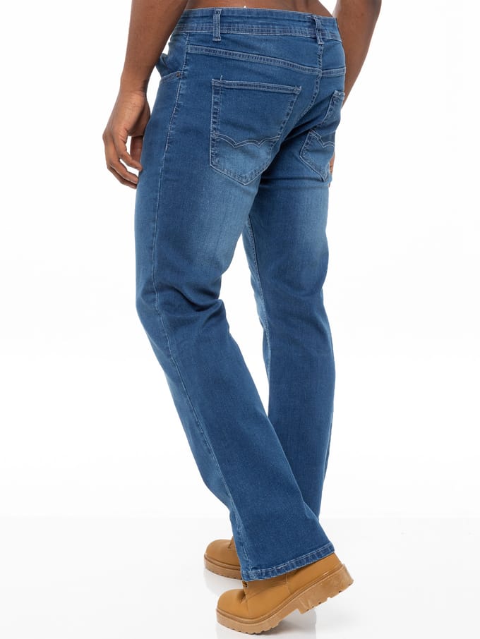 Enzo Heren Bootcut Stretch Denim Jeans