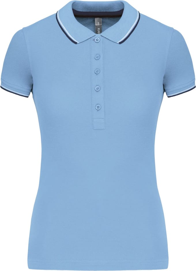 Kariban Damespolo korte mouwen K251 - Sky Blue / Navy / White - M