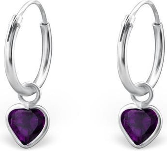 Montebello Oorbellen Adel Amethist - 925 Zilver E-Coating - Hart - ∅10 mm