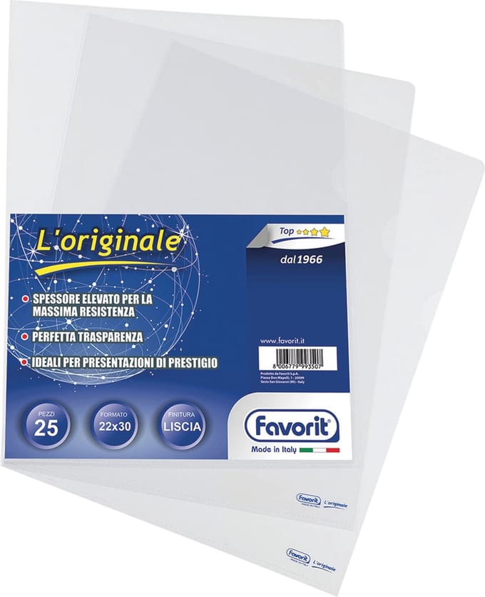 Favorit 100460046, A4, Polypropyleen (PP), Transparant, 232 mm, 322 mm, 25 stuk(s)