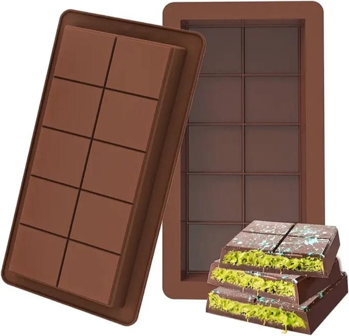 2 Stuks Siliconen Chocolademal XL – Dubai Chocolade Mal – Herbruikbare Bakvorm voor Gevulde Chocoladerepen & Eigen Creaties