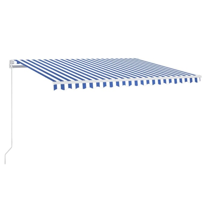 vidaXL - Uitschuifbare - luifel - Blauw - en - Wit - 450 - × - 350 - cm
