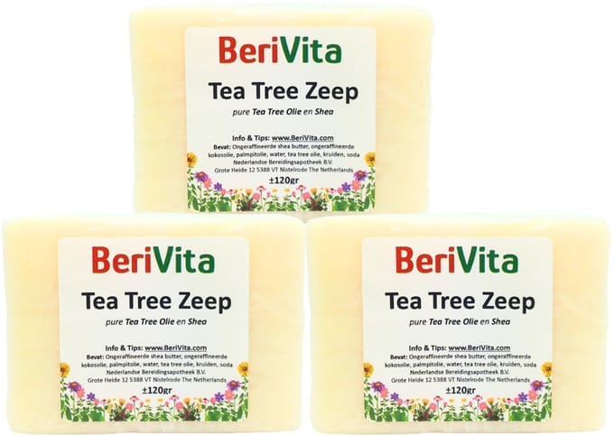 Tea Tree Zeep 3x150gr - Natuurlijke Zeep met Tea Tree Olie en Shea Butter