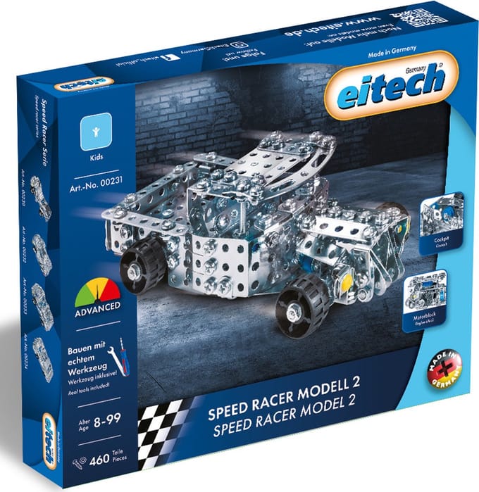 Eitech® Bouwdoos – Speed Racer Model 2 – 460-delig – Metalen Bouwpakket met Gereedschap – Constructiespeelgoed – Vanaf 8 Jaar