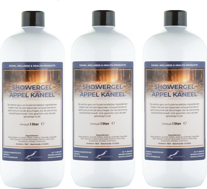 Douchegel Appel-Kaneel 1 liter - set van 3 stuks - Showergel