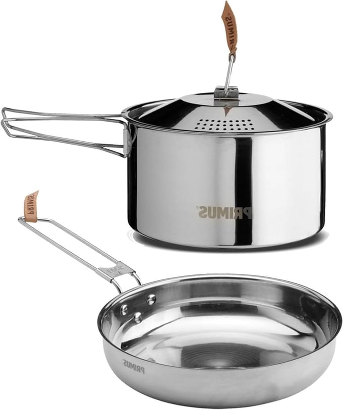 Kookset Camping - Pannen Set - Buiten Koken - Inklapbare Handvatten - 1.8L Pot - Zilver