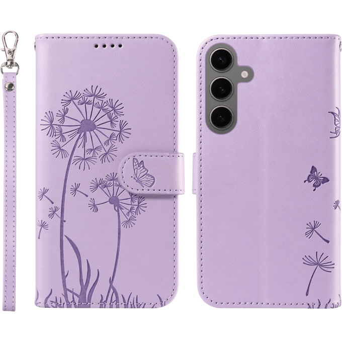 Comfycase Samsung S25 / S24 Dandelion Bookcase Hoesje Paars
