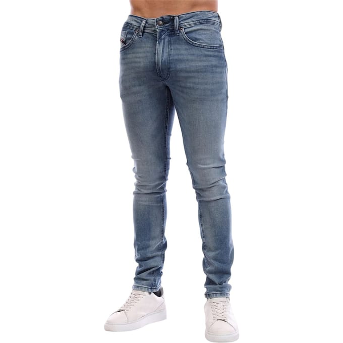Diesel Heren Gewassen Denim 5 Pocket Rechte Jeans (Blauwe Denim)