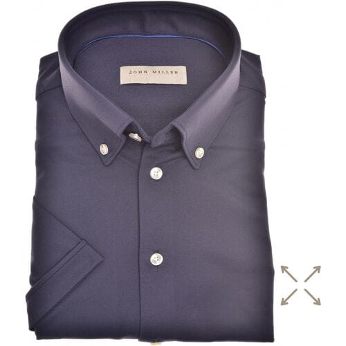 John Miller Overhemd Hyperstretch Slim-Fit Short Sleeve Navy / male