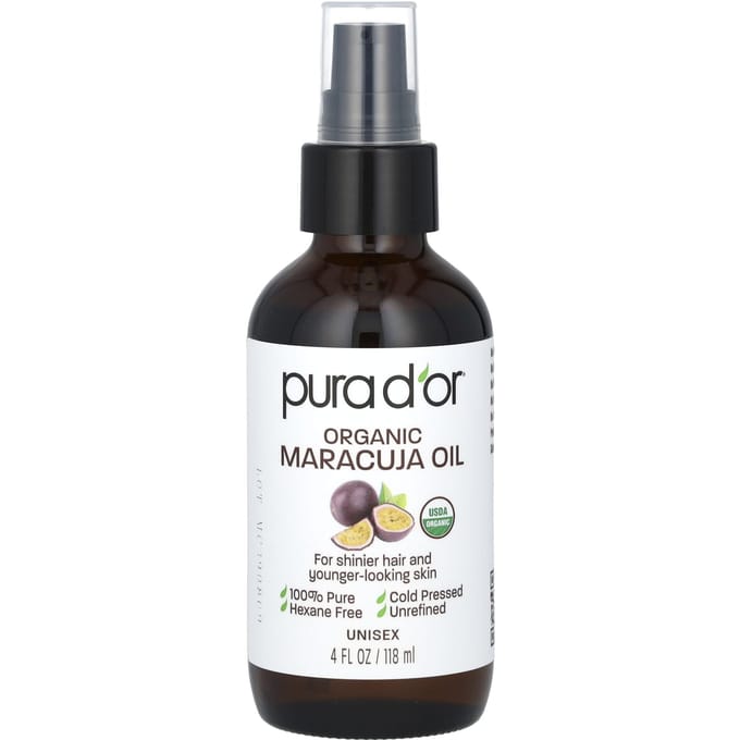 Pura D'or, Biologische Passievruchtolie, 4 fl oz (118 ml) black