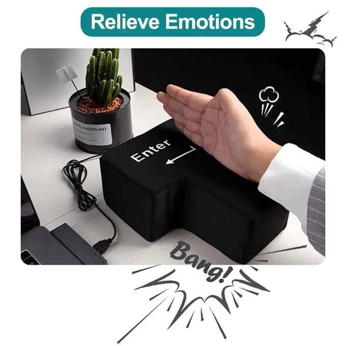 Grote USB Enter-toets Anti-stressknop Decompressiecomputer Elke Vent-kussensknop Desktopkussen Voor Kantoorwerker Programmeur gray