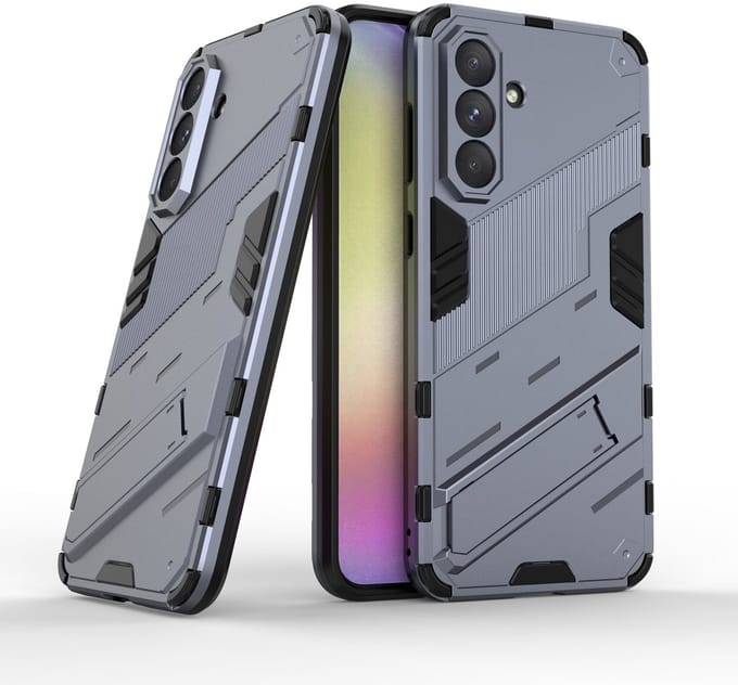 Solidenz StandGuard Xtreme geschikt voor Samsung Galaxy S24 FE hoesje - Grijs
