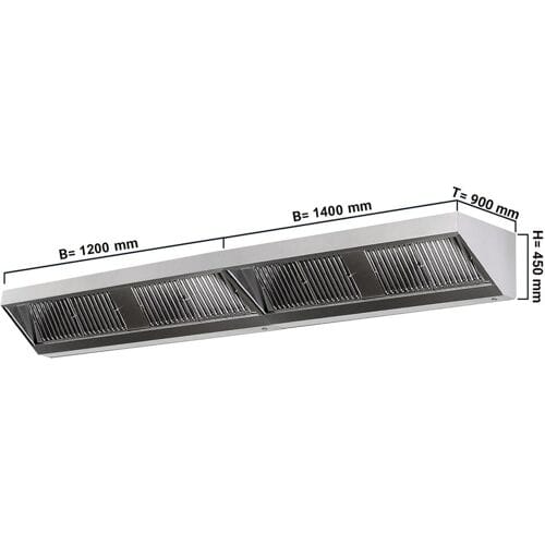GGM Gastro Wandhaube - 2600mm - mit Filter & Lampe Zilver