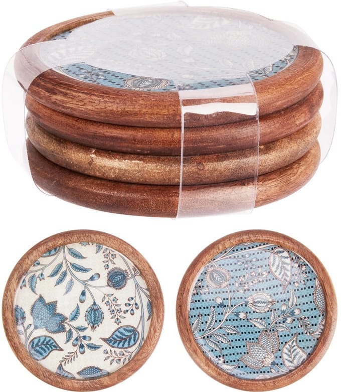 Home & Styling onderzetter set karton multicolor 4 stuks Ø10cm.