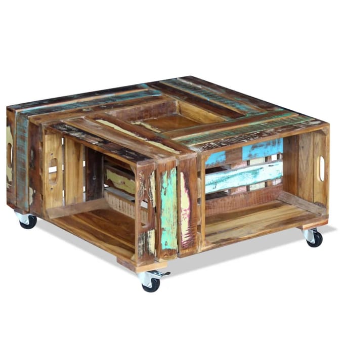 vidaXL - Salontafel - 70x70x35 - cm - massief - gerecycled - hout