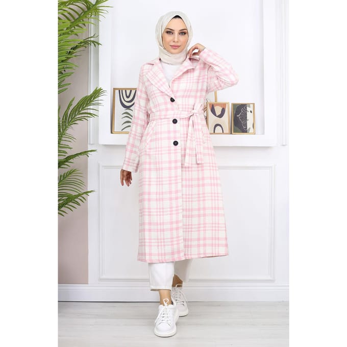 Geruit Chanel Kasjmier Jas Roze