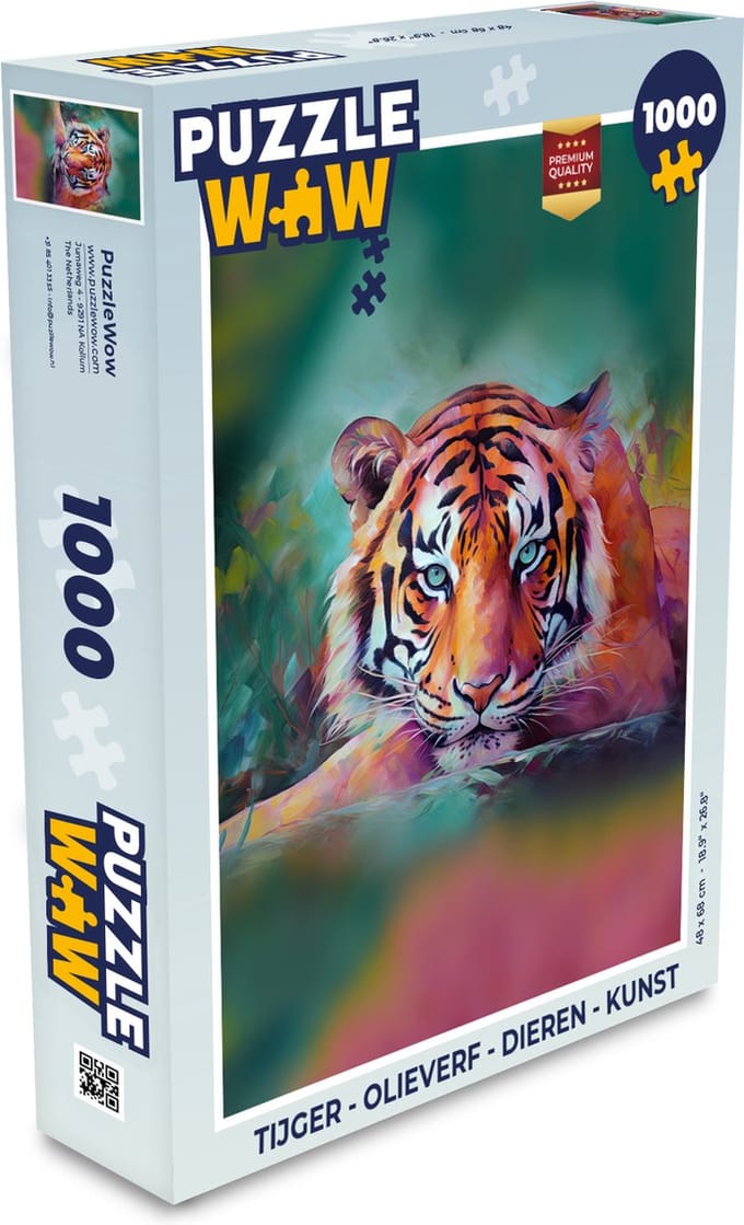 Puzzel Tijger - Olieverf - Dieren - Kunst - Legpuzzel - Puzzel 1000 stukjes volwassenen