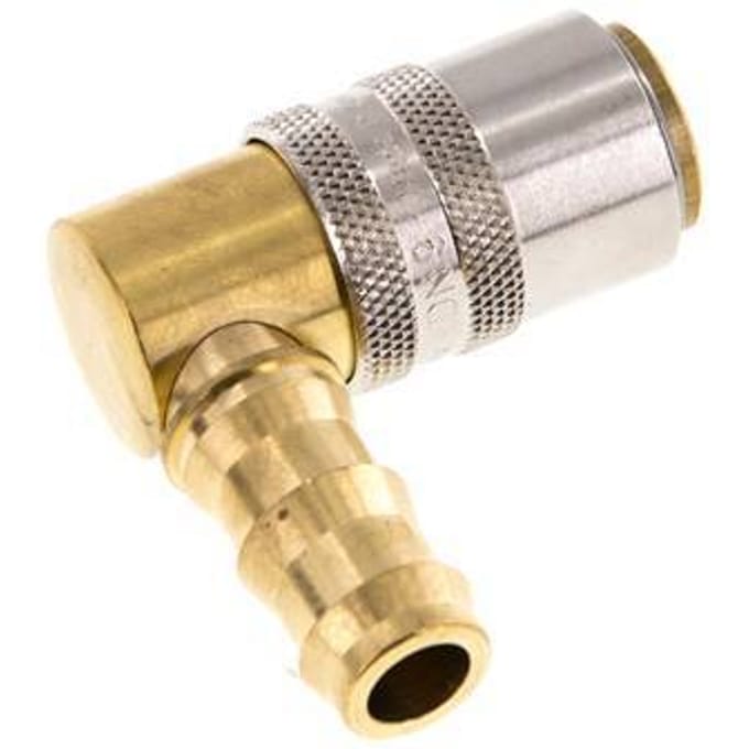 Messing DN 9 Tempereerkoppeling Snelkoppeling 12.7 mm Slangpilaar 90-deg