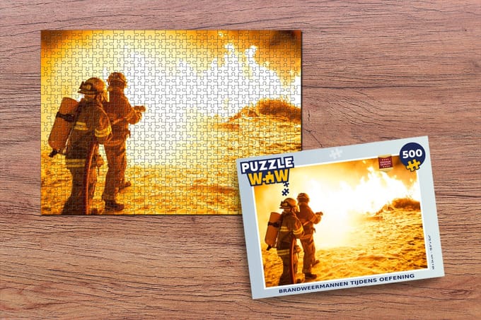 Puzzel Brandweermannen tijdens oefening - Legpuzzel - Puzzel 500 stukjes