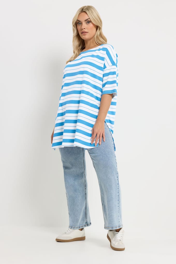 Yours Blauw Gestreept Tshirt Size 48