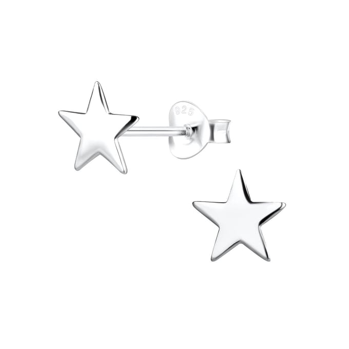 Joy|S - Zilveren ster oorbellen - 8 mm - basic egaal