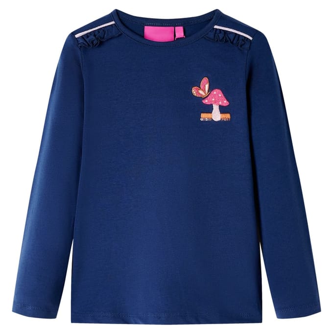 vidaXL - Kindershirt - met - lange - mouwen - 128 - marineblauw