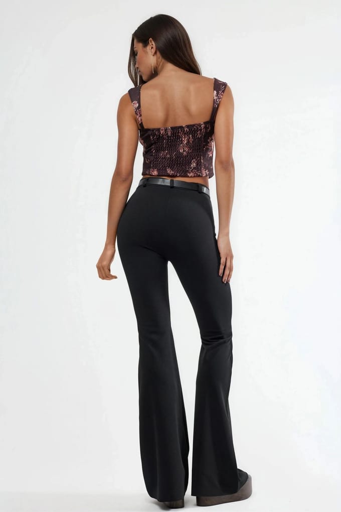 Gestrikte Hoge Taille Flared Broek
