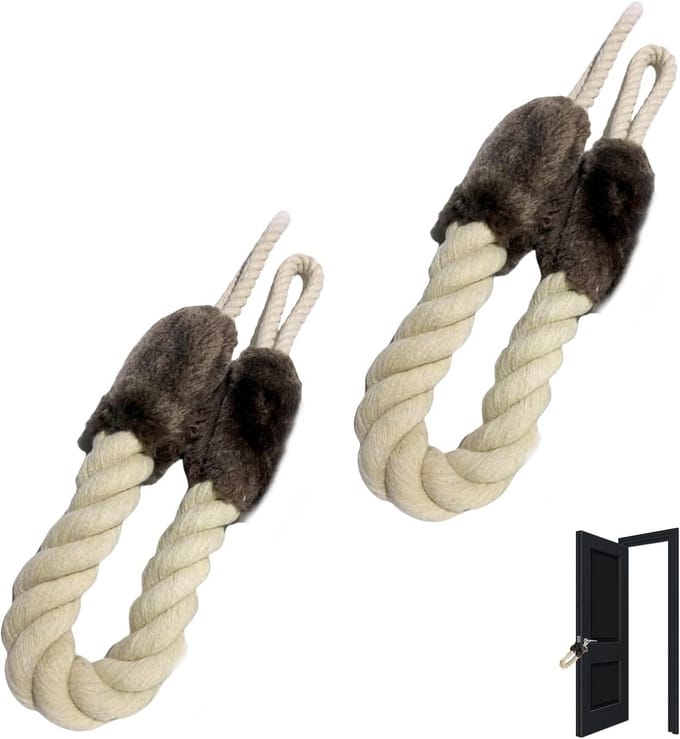 Deurstopper Handgrepen - 2 Stuks, Bescherming voor Deuren, Deurstopper, Deurkoord, Bruin