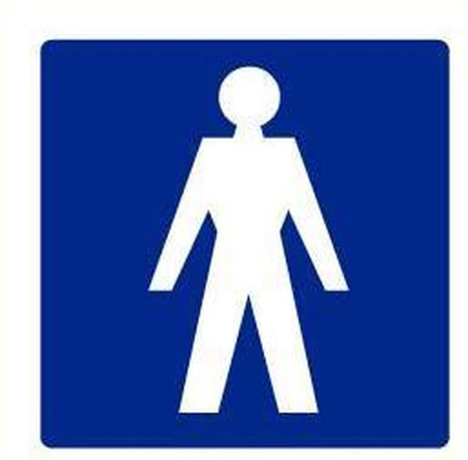 Heren toilet sticker, blauw 300 x 300 mm