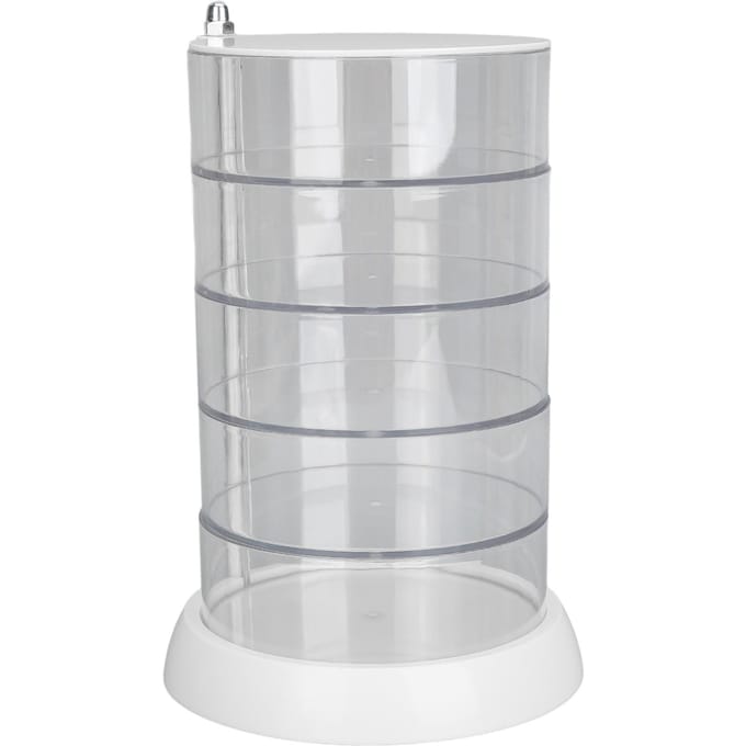 5-laags Roterende Haaraccessoires Organizer met Stofdicht Deksel Badkamer Container Roteerbaar white
