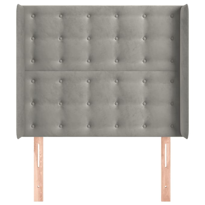 vidaXL - Hoofdbord - met - randen - 83x16x118/128 - cm - fluweel - lichtgrijs