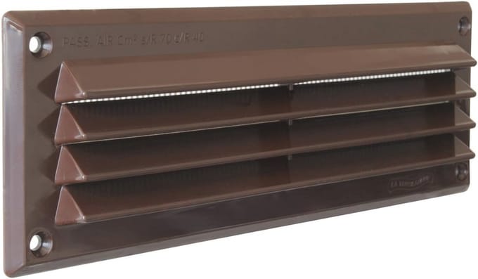 Ventilatierooster kunststof rechthoekig 227 x 80 mm bruin