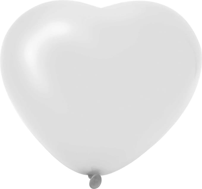 Haza Original Hartballonnen Wit 6 Stuks 25 Cm