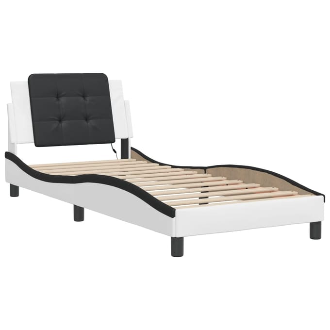 vidaXL - Bedframe - met - LED - zonder - matras - "Zadar" - wit - en - zwart - 100x200 - cm