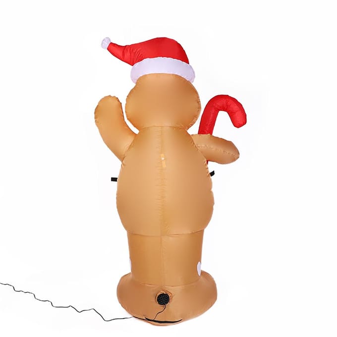 5 Voet Kerst Opblaasbare Peperkoekman Reusachtige Verlichte Opblaasbare Kerstversiering Kerst US Plug brown