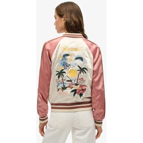 Superdry Geborduurd Suikajan Bomberjack Crème Grootte: 44