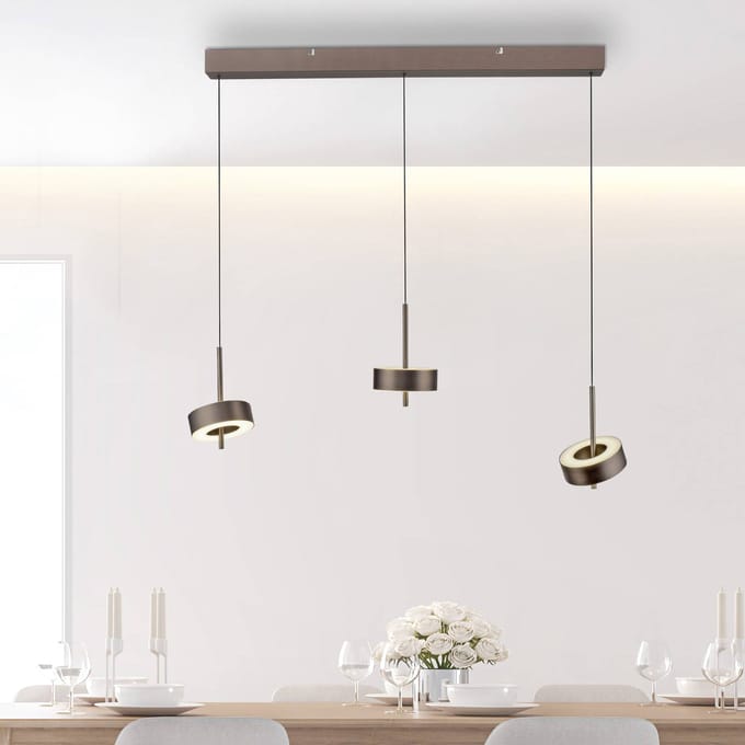 Q-Smart-Home Paul Neuhaus SMART+ hanglamp Q-Rotate donkerbruin 3-lamps
