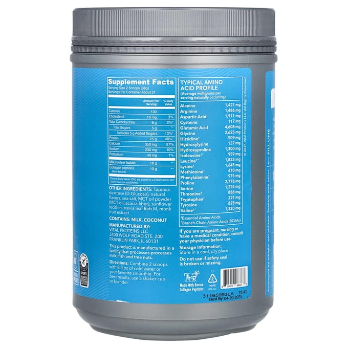 Vital Proteins, Vital Performance Protein, Vanille, 761 g (1.68 lb)