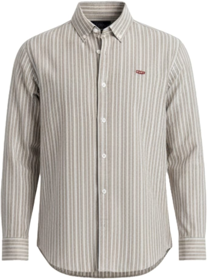 OMBRE Overhemd - Regular Fit - Katoen - Lange Mouw Beige S