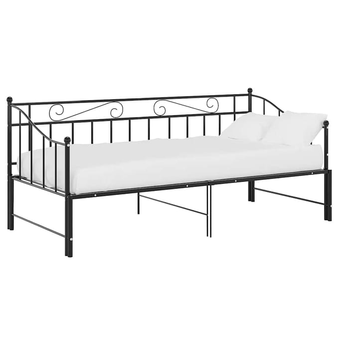 vidaXL - Slaapbank - uittrekbaar - metaal - zwart - 90x200 - cm