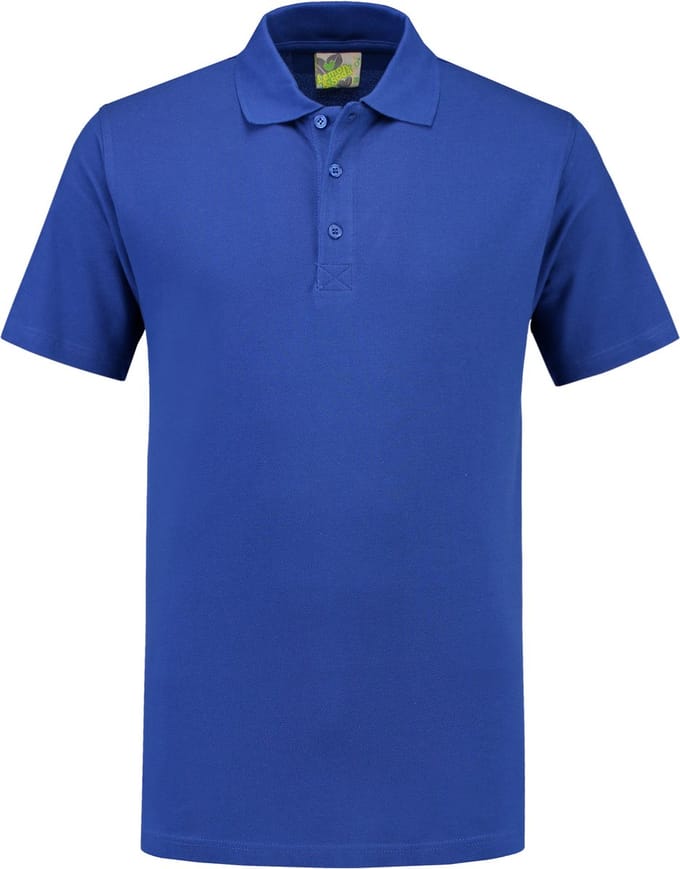 Lemon & Soda Heren basic poloshirt - blauw - korte mouw - katoen - 220 gram M