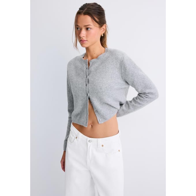 Stradivarius Soft touch tricot vest met knopen  Grijs M