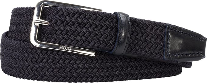 BOSS leren heren riem - navy blauw