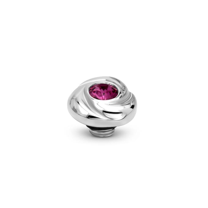 Melano Vivid Rosette Steentje Dark Rose | Zilver