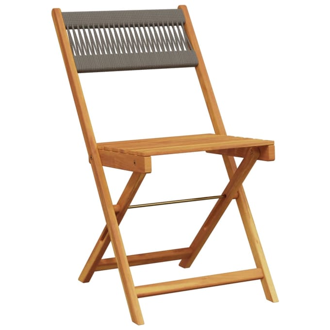 vidaXL - 3-delige - Bistroset - polypropeen - en - massief - hout - grijs