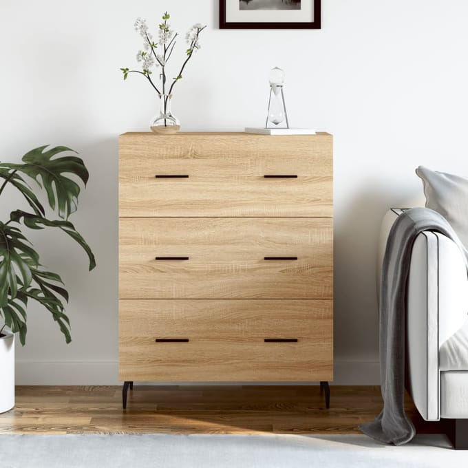 vidaXL - Dressoir - 69,5x34x90 - cm - bewerkt - hout - sonoma - eikenkleurig