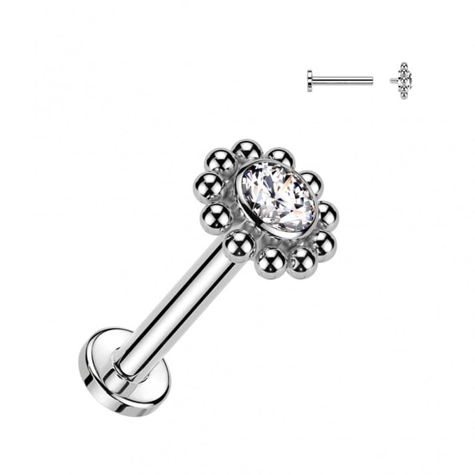 Piercing titanium Beaded Edge 1.2x6 - zilver - LMPiercings