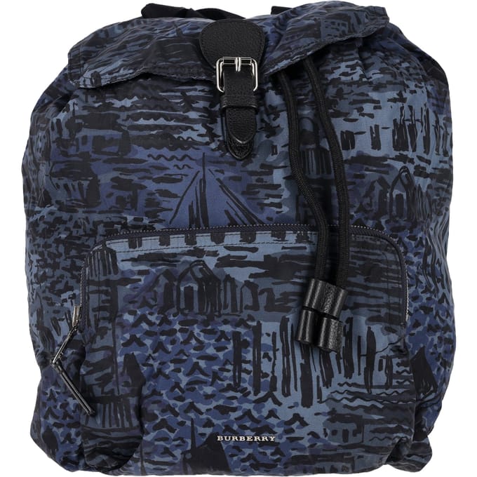 Burberry Kustprint Rugzak in Blauw Polyamide